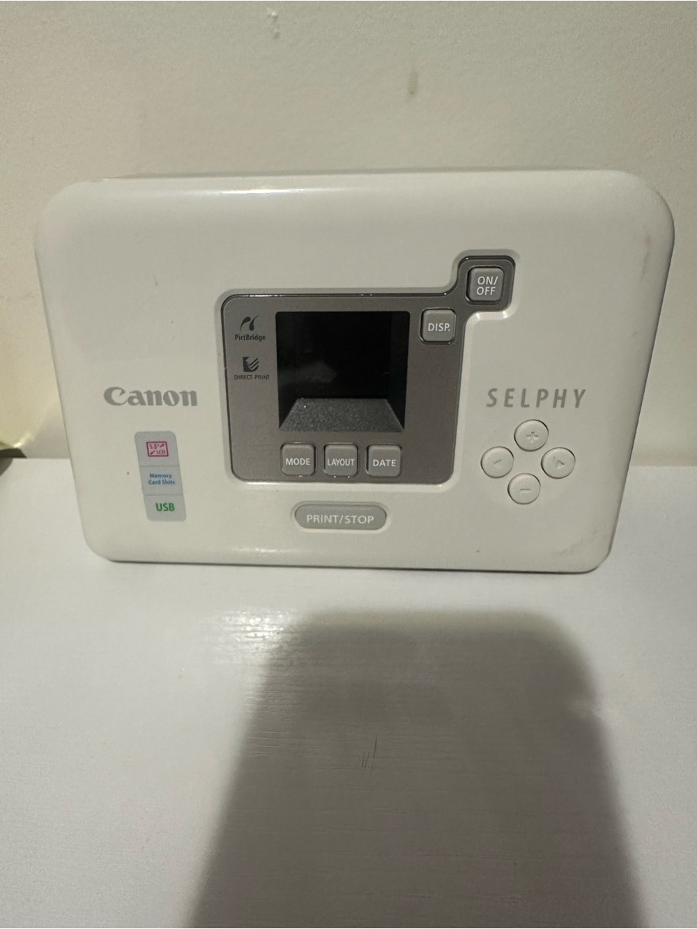 Canon Selphy Photo Printer in White with Gray Control Panel